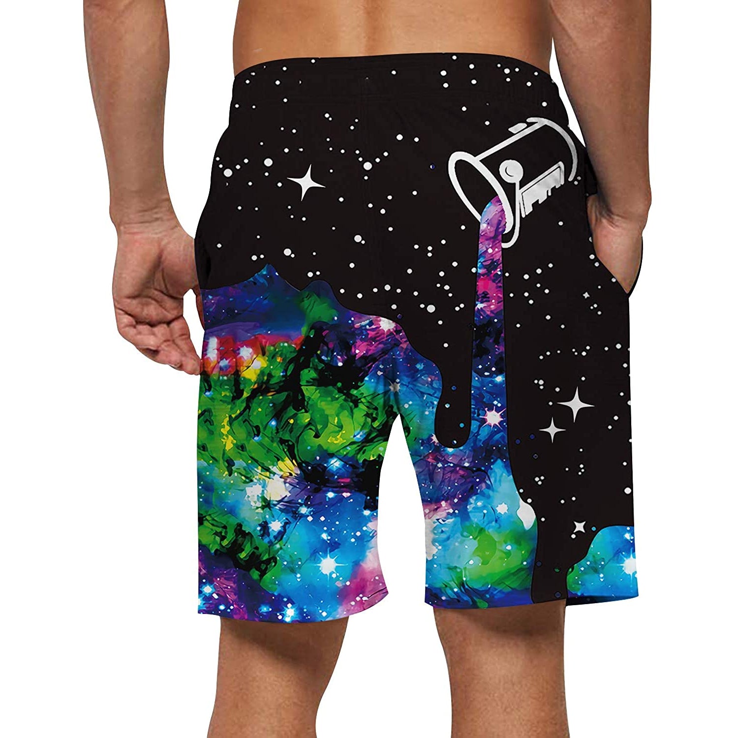 Galaxy Paint Pouring Funny Swim Trunks